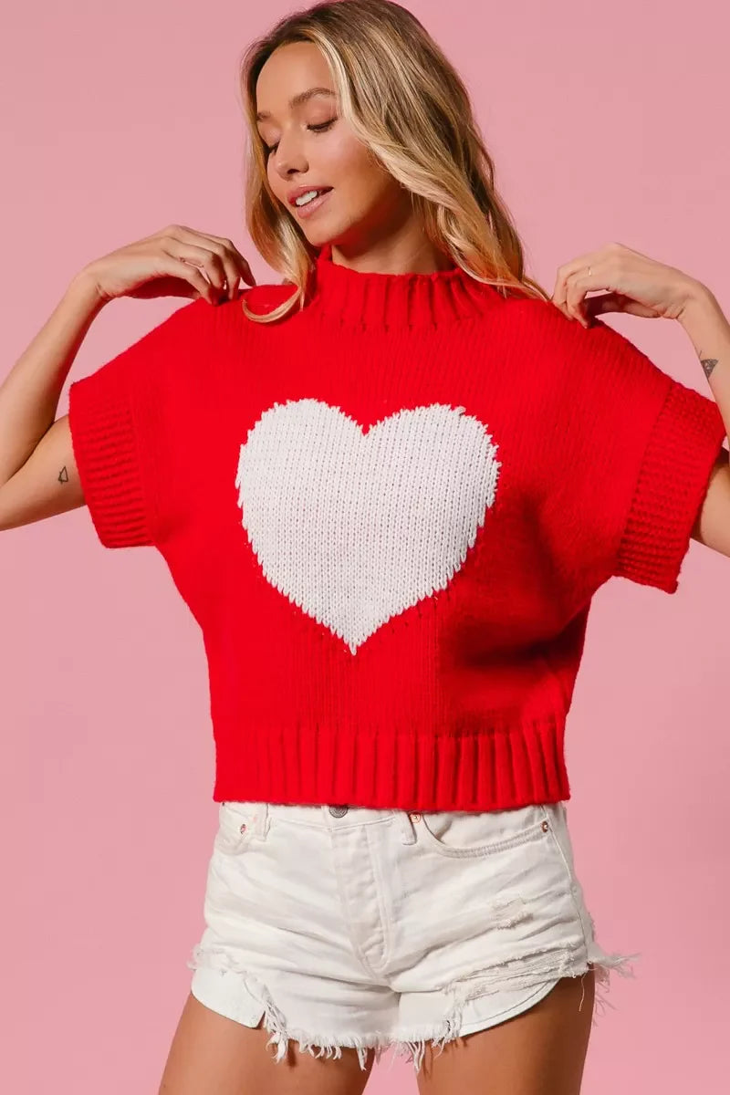 Pull de la Saint-Valentin BiBi avec motif cœur et bords-côtes