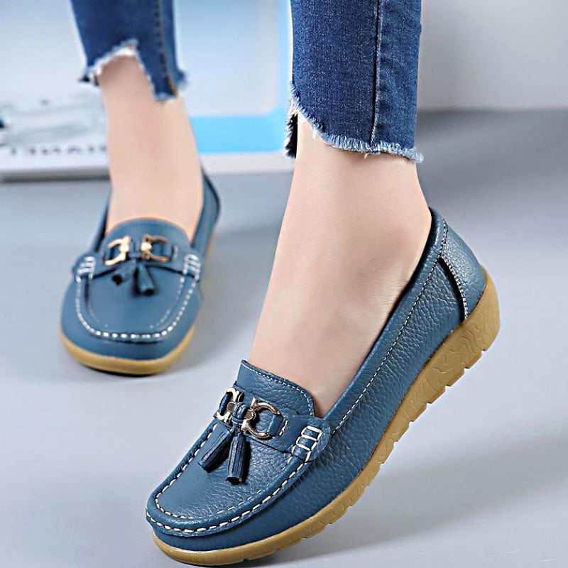Frühlings-Ballerinas Damen Schuhe Loafer Echtes Leder Damen Ballerinas Slip-on Damen Loafer Damen Mokassinschuhe