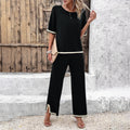 Mode Damen Frühling und Sommer Temperament lässiger kurzärmeliger Strickanzug