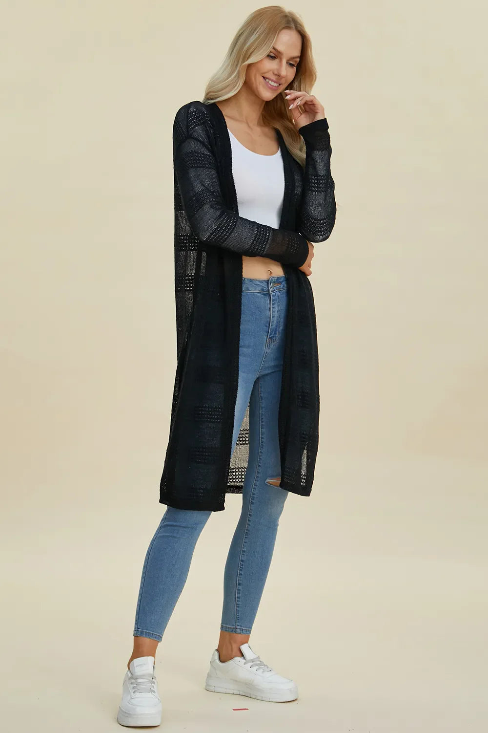 Cardigan long ouvert en maille Double Take