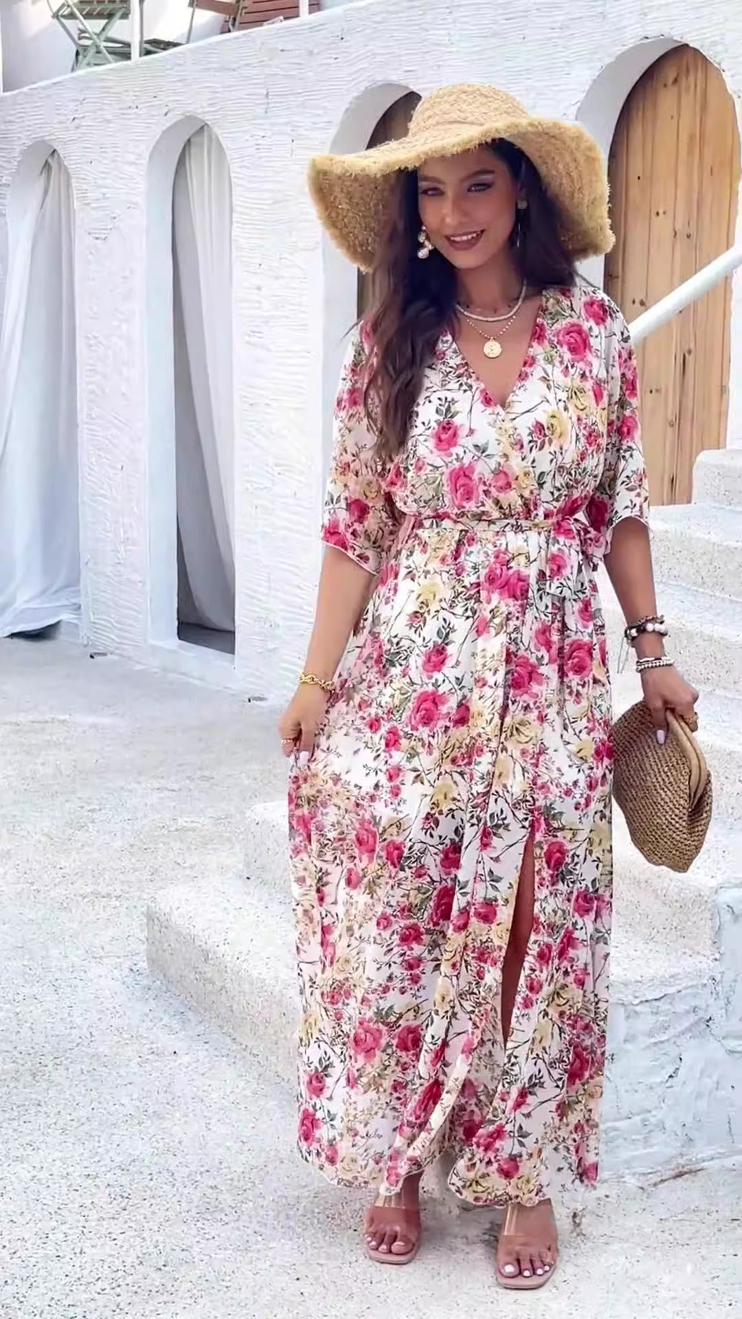 Bedrucktes Damen-Taillenkleid für Frühling/Sommer Eleganz