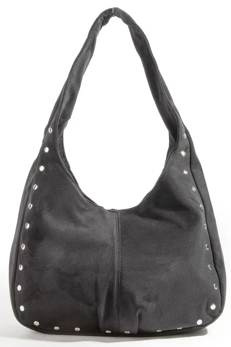 Fame Hobo-Bag aus Wildlederimitat mit Nietenbesatz