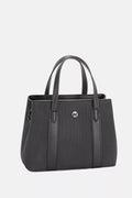 David Jones Canvas-Handtasche mit Lederbesatz