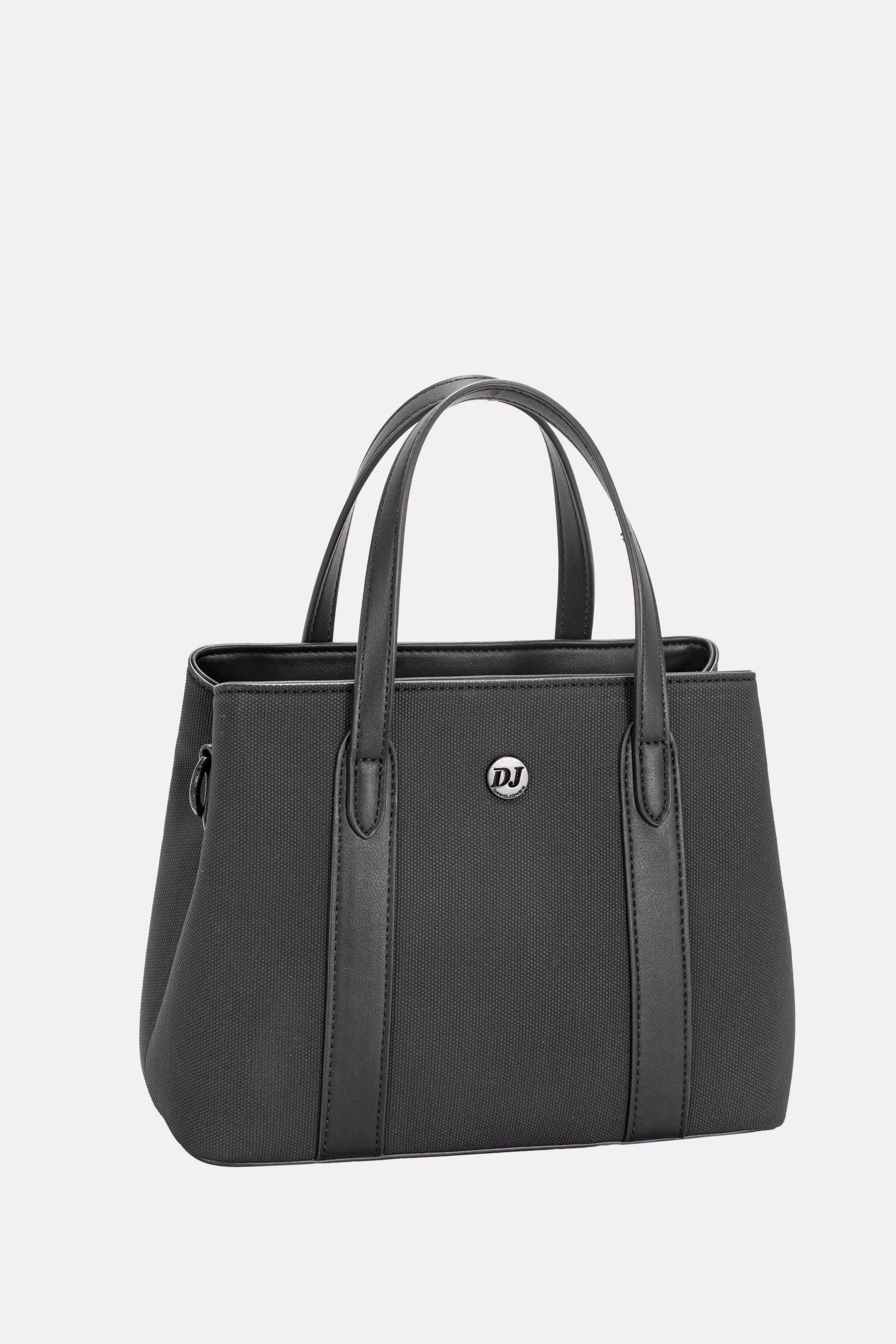 David Jones Canvas-Handtasche mit Lederbesatz