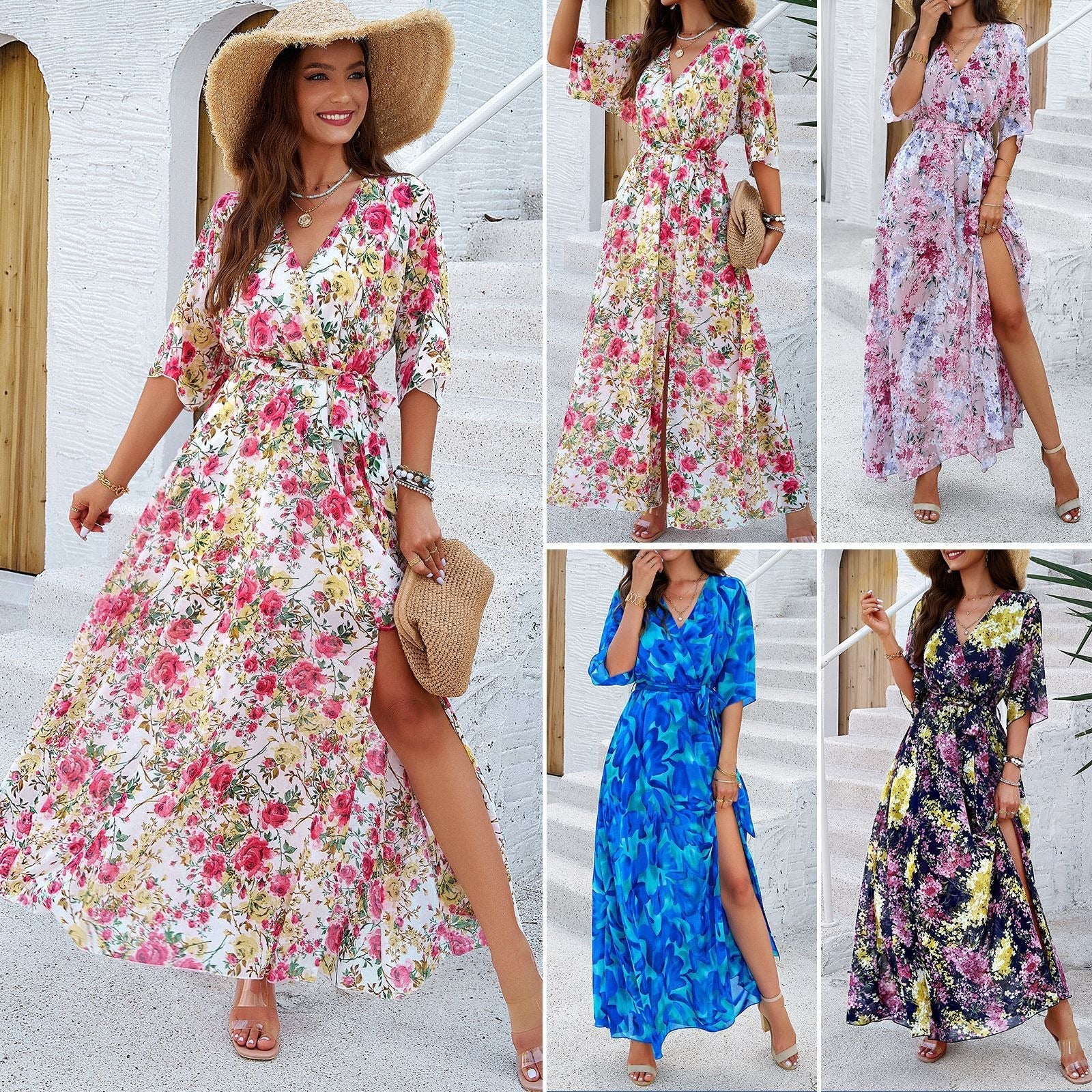 Bedrucktes Damen-Taillenkleid für Frühling/Sommer Eleganz