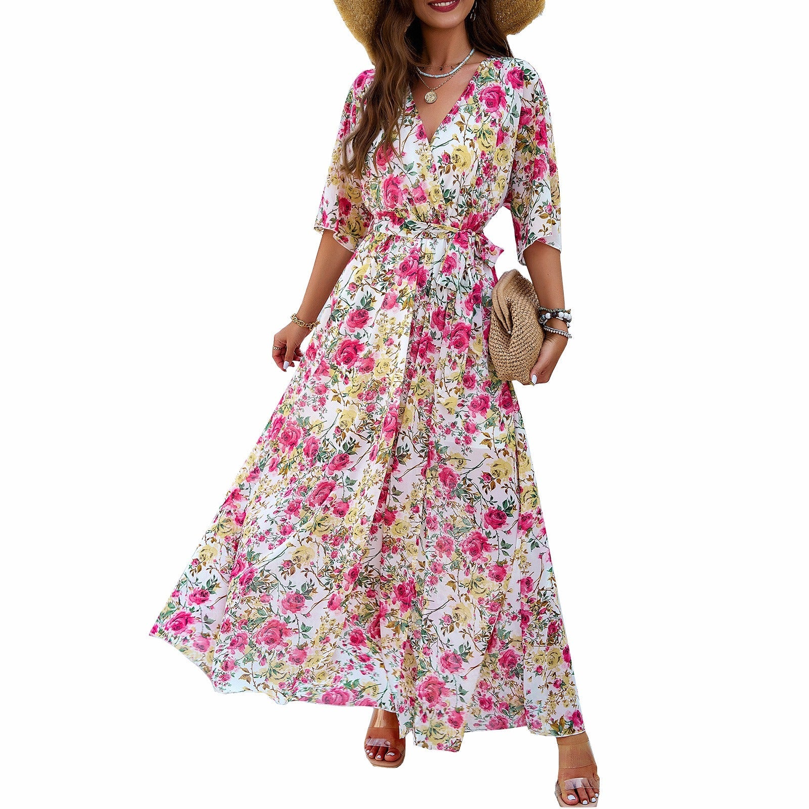 Bedrucktes Damen-Taillenkleid für Frühling/Sommer Eleganz