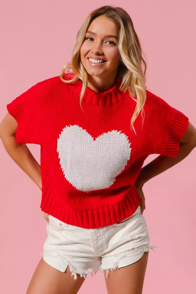Pull de la Saint-Valentin BiBi avec motif cœur et bords-côtes
