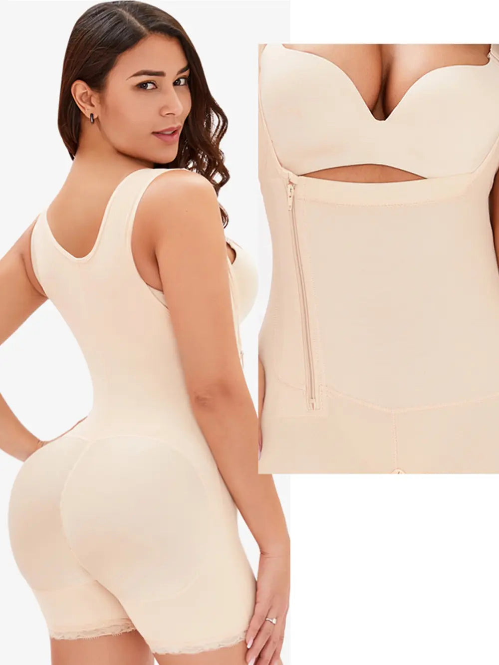 Full Size Side Zip Up Shapewear mit breiten Trägern