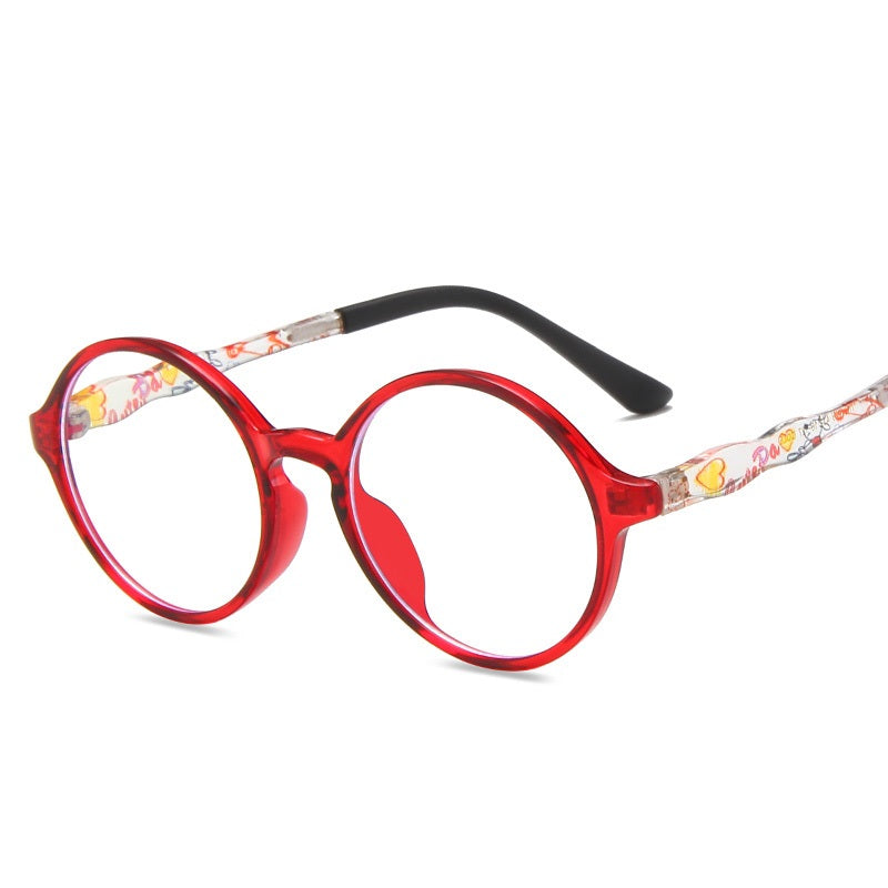 Neue runde Kinderbrille mit Blaulichtfilter, flacher Spiegel, Tr90 bunte Kinderbrille für Schüler