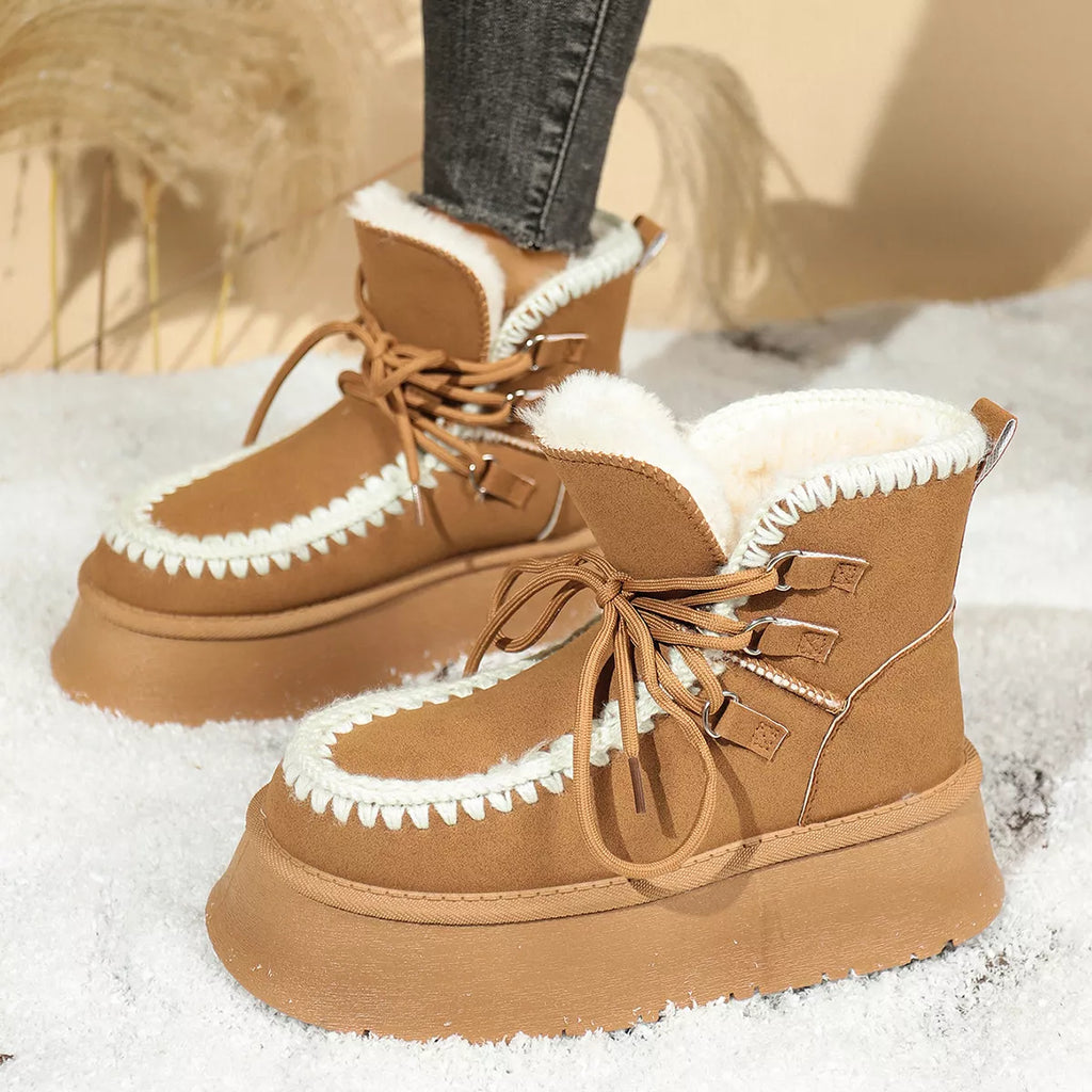 Bottes de neige compensées doublées sherpa