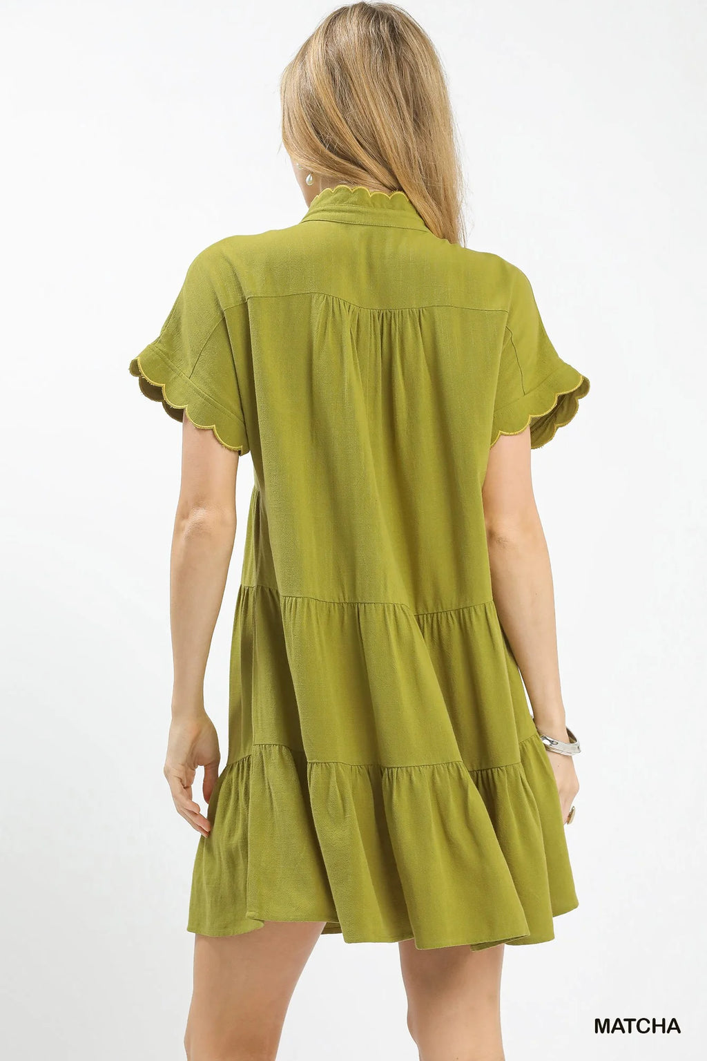 Mini-robe en lin Umgee avec ourlet festonné