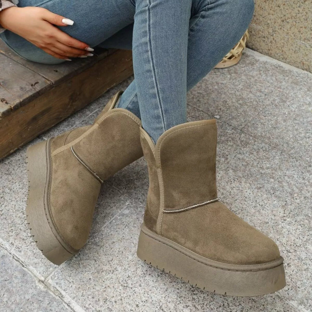 Plateau-Stiefeletten mit runder Kappe
