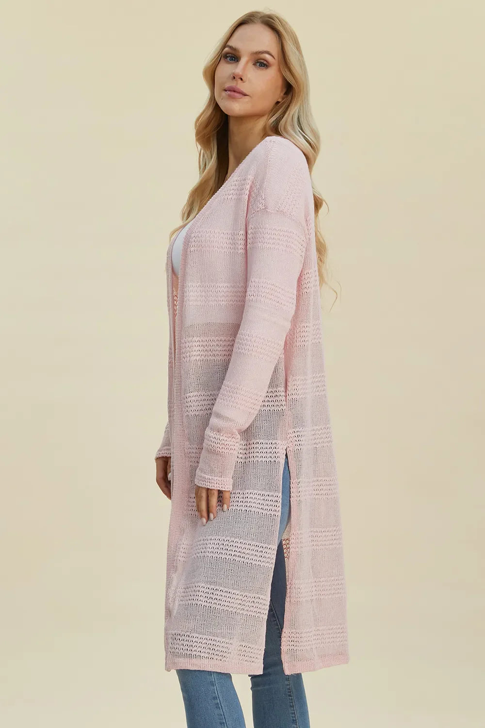 Cardigan long ouvert en maille Double Take