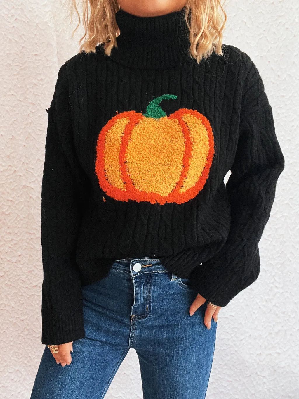 Kürbis Rollkragenpullover Langarm
