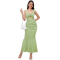 Robe de printemps sexy pour femme, col en V, sans manches, jupe moulante