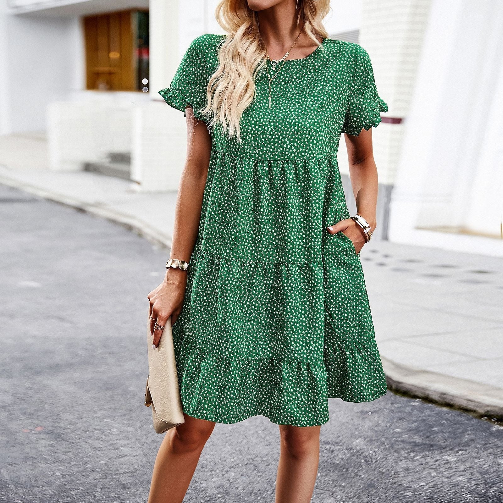 Freizeitkleid mit Aufdruck im Frühlings-/Sommer-Stil und Ranch-Look