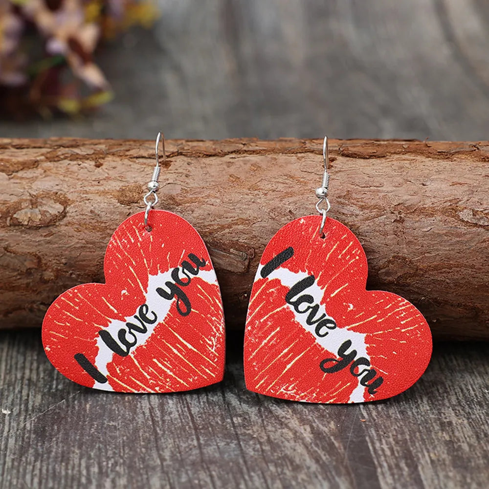 Boucles d'oreilles en cuir cœur JE T'AIME