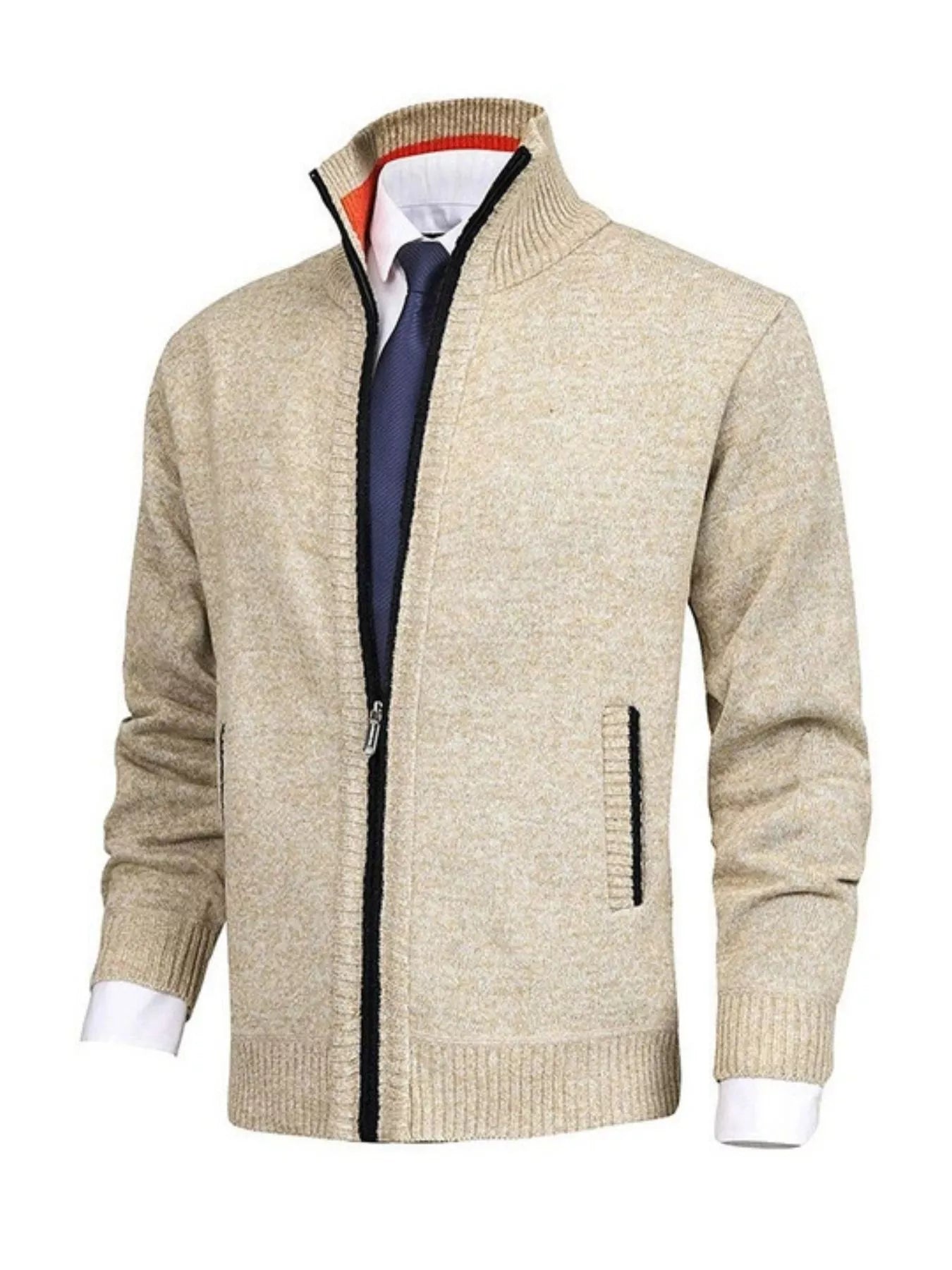 Gilet homme grandes tailles avec fermeture éclair et ourlet côtelé