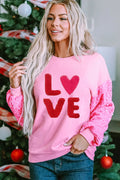 SWEAT-SHIRT AMOUR À PAILLETTES ET ÉPAULES TOMBANTES