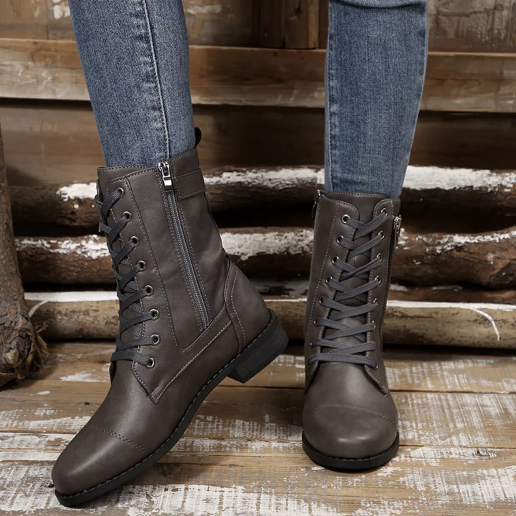Bottes à talons carrés et bouts ronds