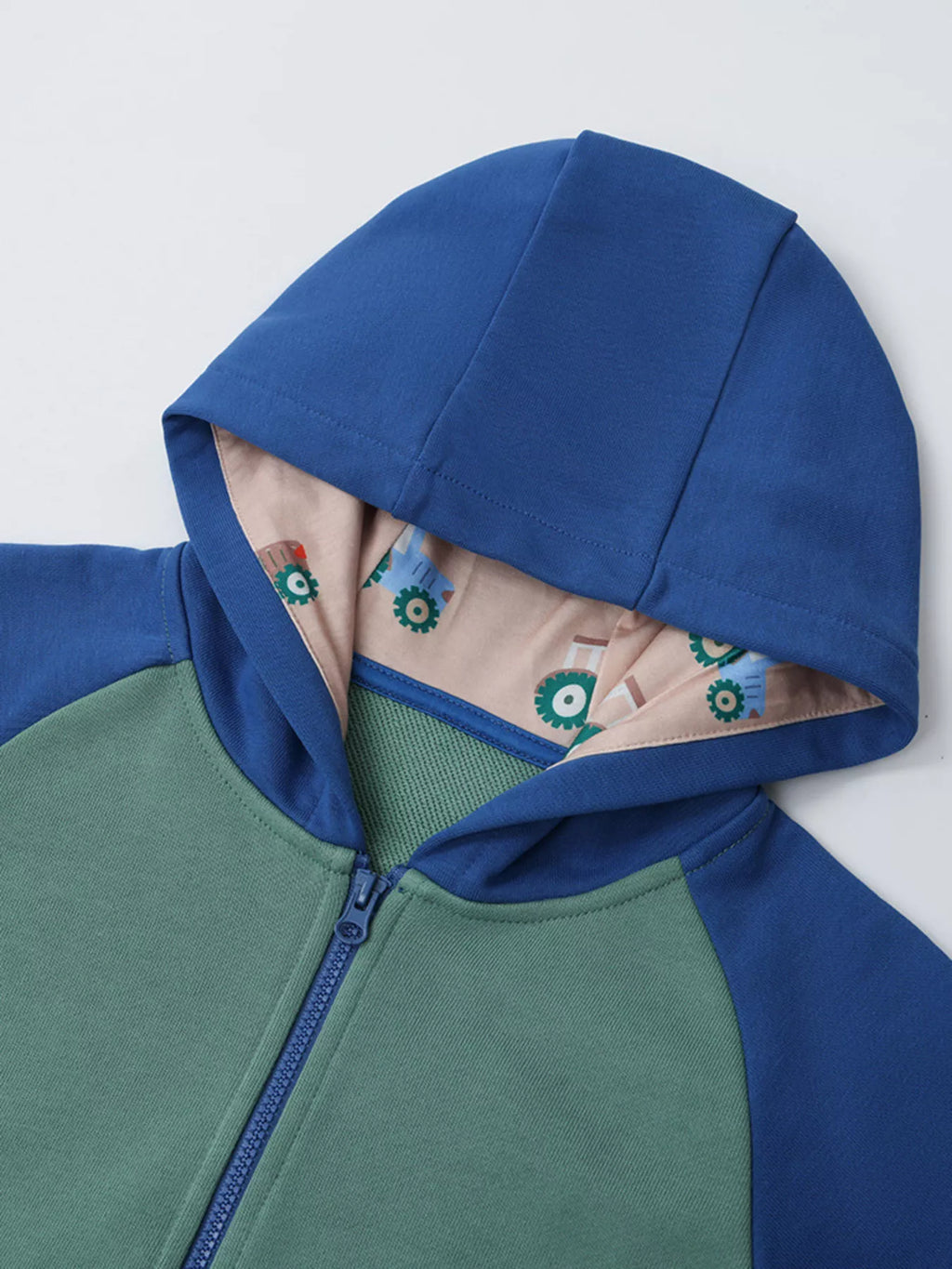 Sweat à capuche zippé pour enfant, motif tracteur