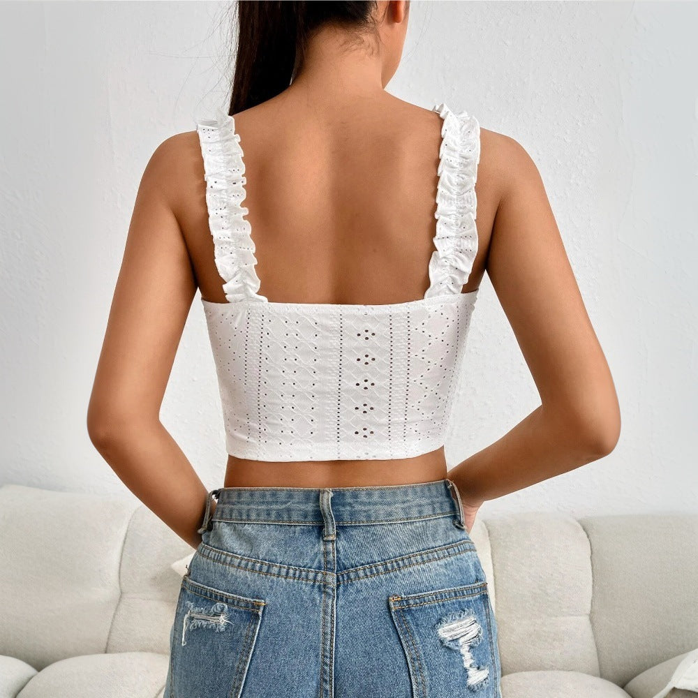 Nouveau débardeur élégant en dentelle à bretelles pour le printemps et l'été
