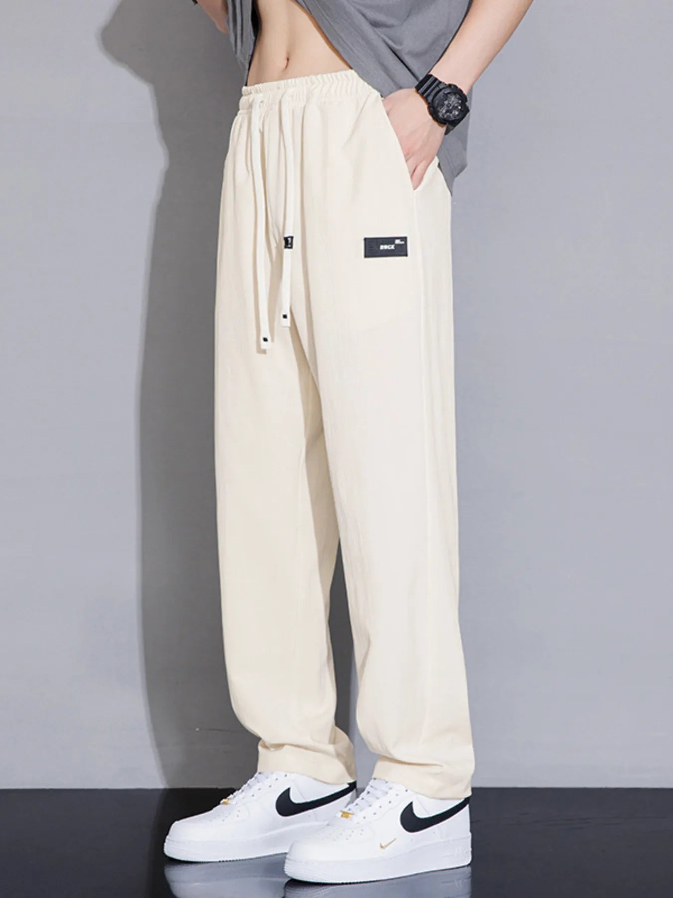 Herren Übergrößen Freizeit-Hose mit weitem Bein und Kordelzug