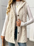 Manteau sans manches à capuche en sherpa boutonné