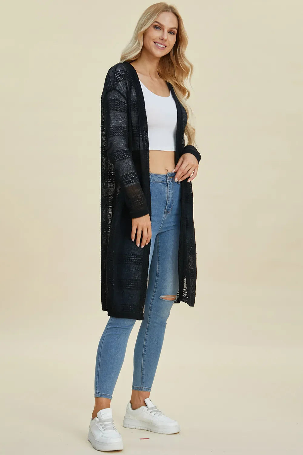 Cardigan long ouvert en maille Double Take