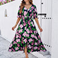 Damen Frühling/Sommer Urlaub Lässig Bedrucktes Schlitzkleid
