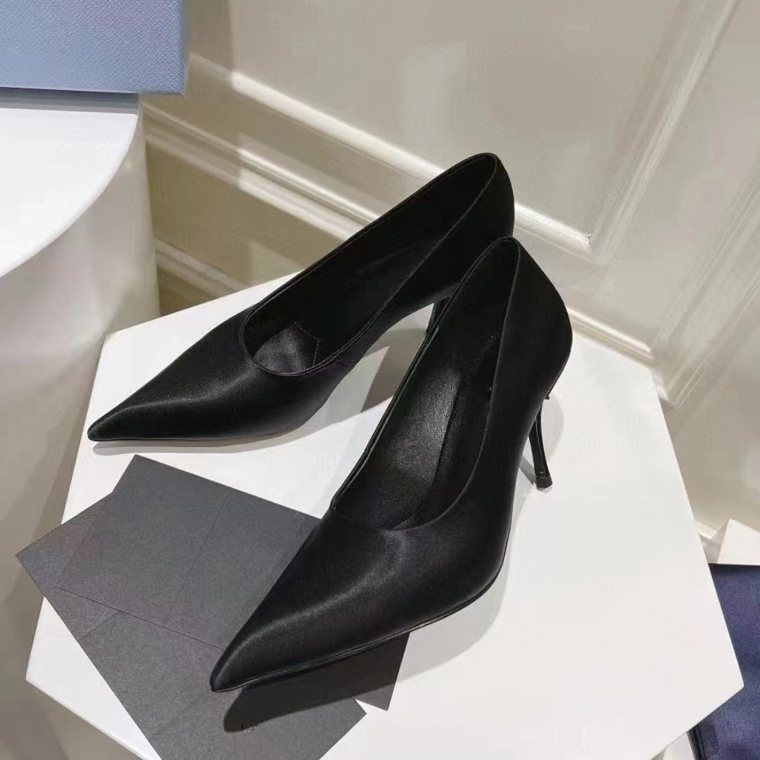 Luxusmarke Damen Super High Heel Schuhe Elegante Spitze Zehen Damenschuhe Satin Basic Schuhe Sommer Party Bankett Kleiderschuhe Damen