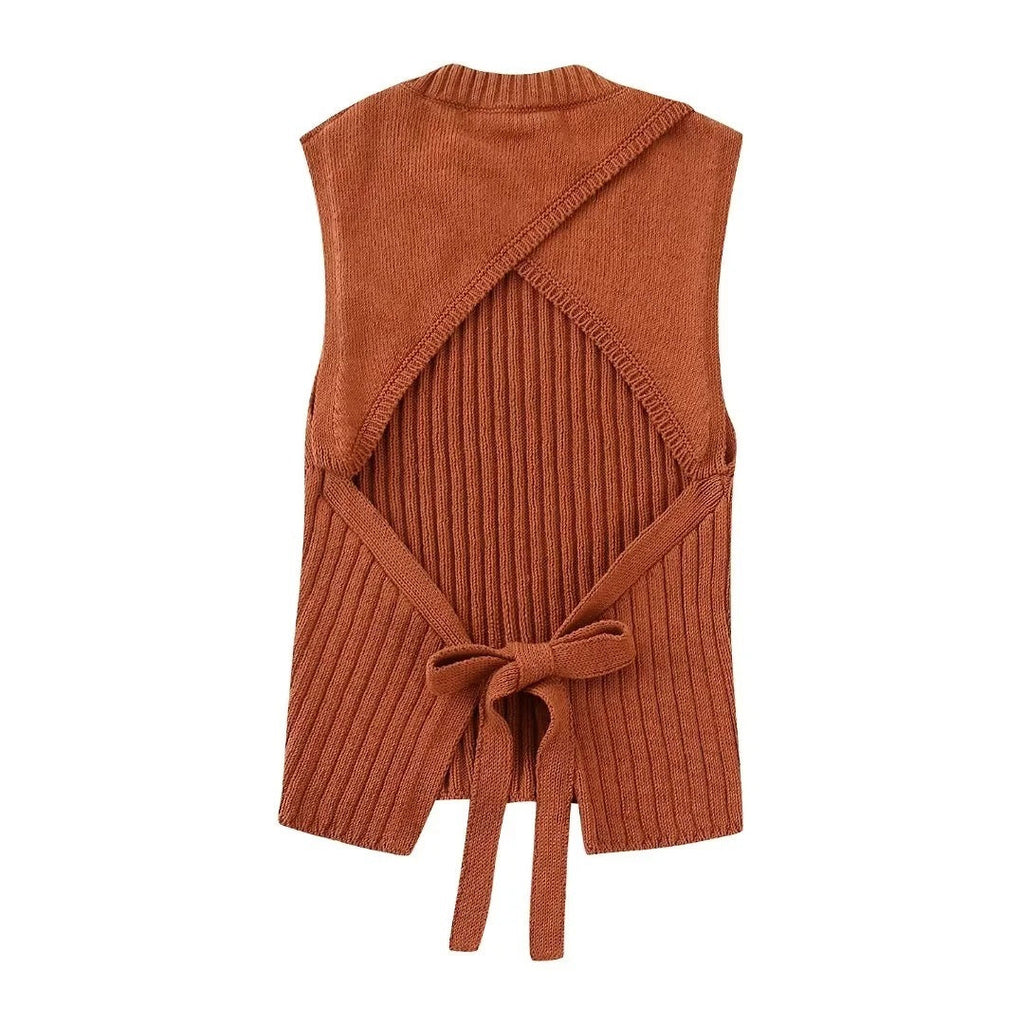 Haut court en maille dos nu pour femme nouvelle collection printemps