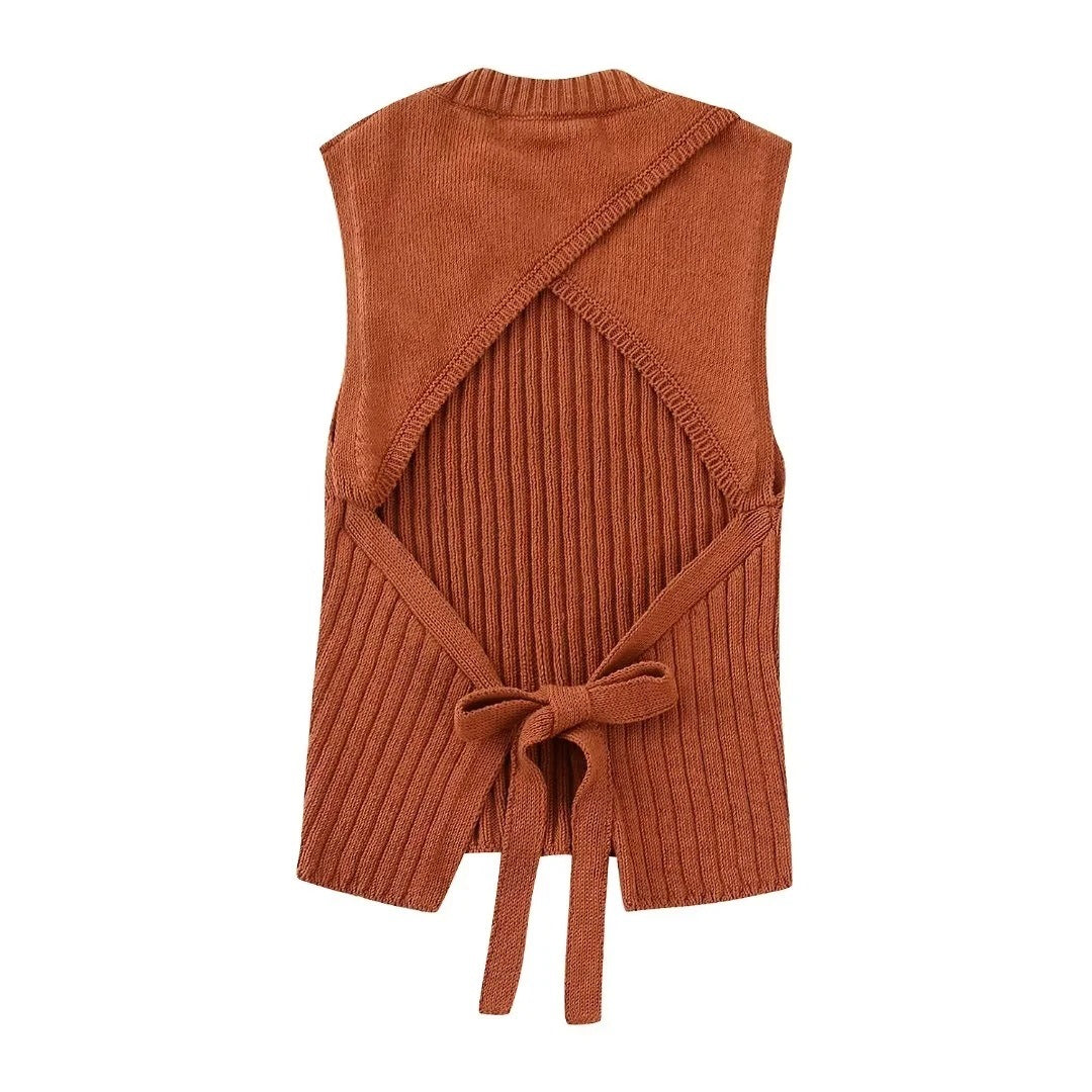 Haut court en maille dos nu pour femme nouvelle collection printemps