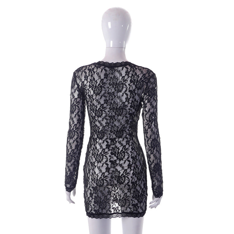 Printemps-Été Nouveauté Femme Pyjama En Dentelle Transparente Robe Sexy