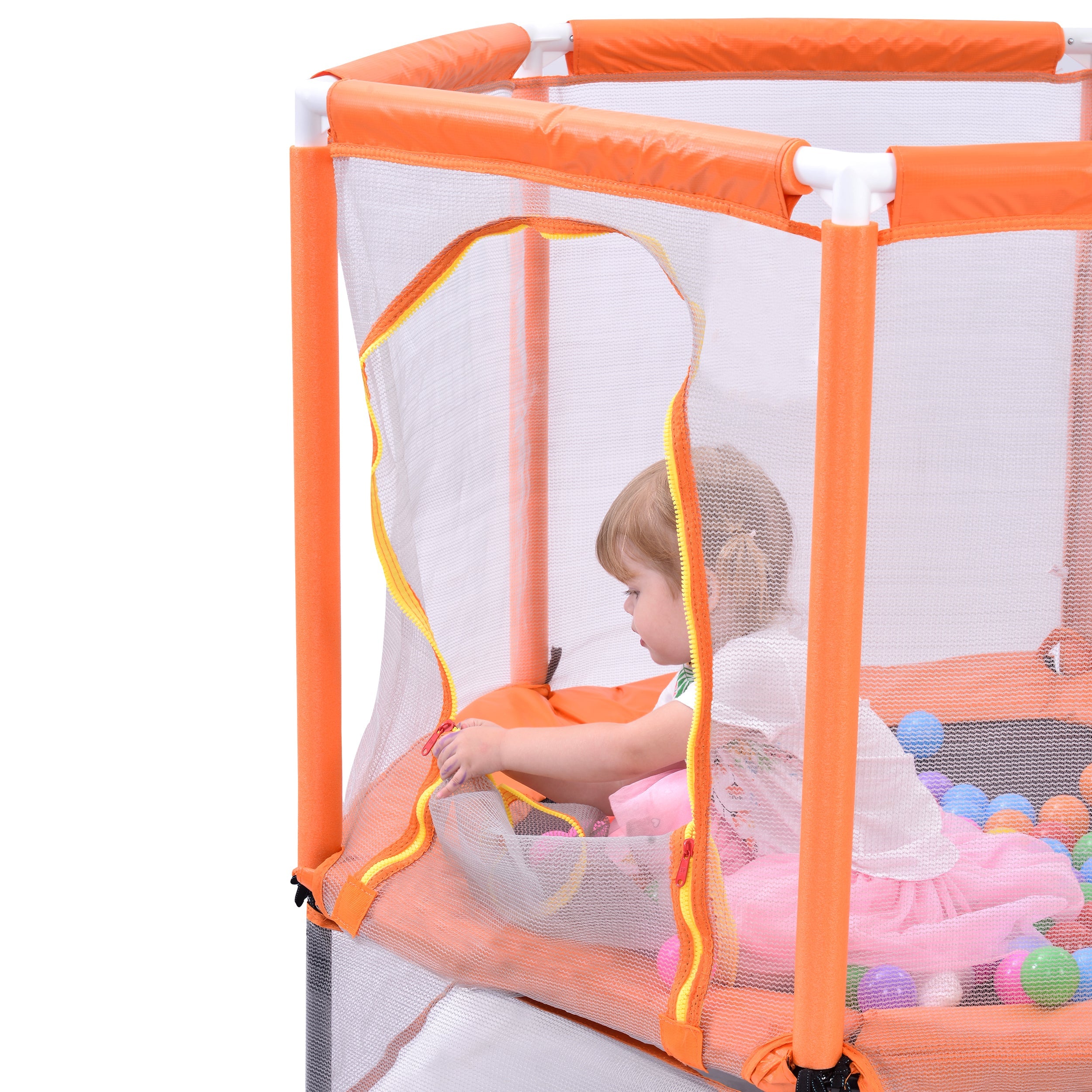 Trampoline pour tout-petits 55'' avec filet de sécurité et balles, mini trampoline intérieur/extérieur pour enfants