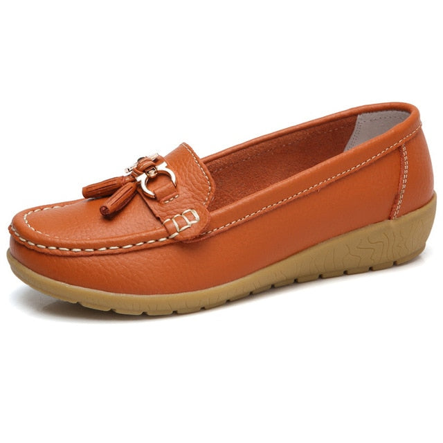 Frühlings-Ballerinas Damen Schuhe Loafer Echtes Leder Damen Ballerinas Slip-on Damen Loafer Damen Mokassinschuhe