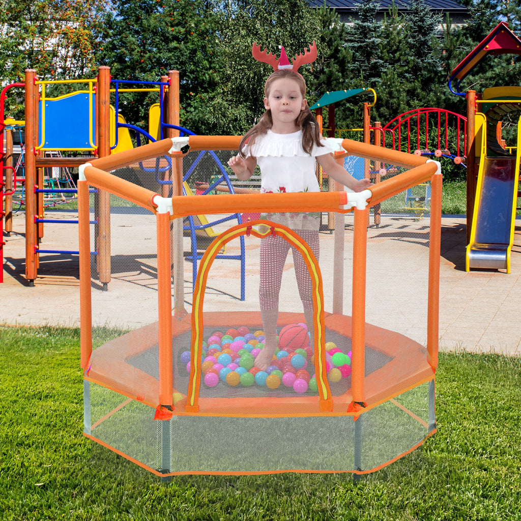 Trampoline pour tout-petits 55'' avec filet de sécurité et balles, mini trampoline intérieur/extérieur pour enfants