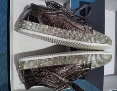 Baskets Femme Plates Dorées Argentées Strass Bling Chaussures Décontractées Luxe Coréen Creepers Superstar Chaussures Streetwear