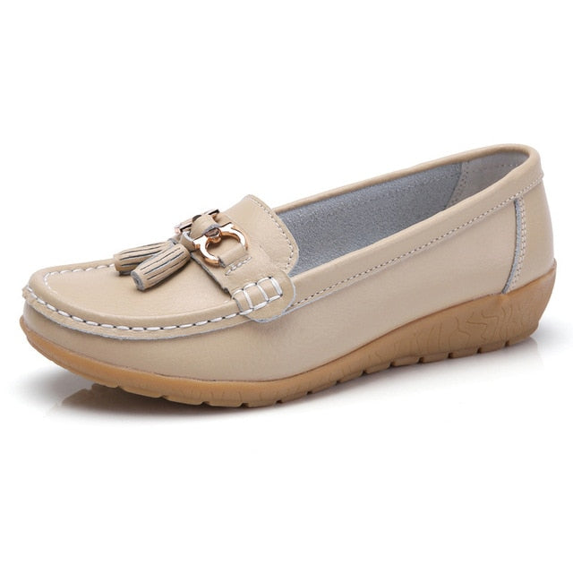 Frühlings-Ballerinas Damen Schuhe Loafer Echtes Leder Damen Ballerinas Slip-on Damen Loafer Damen Mokassinschuhe