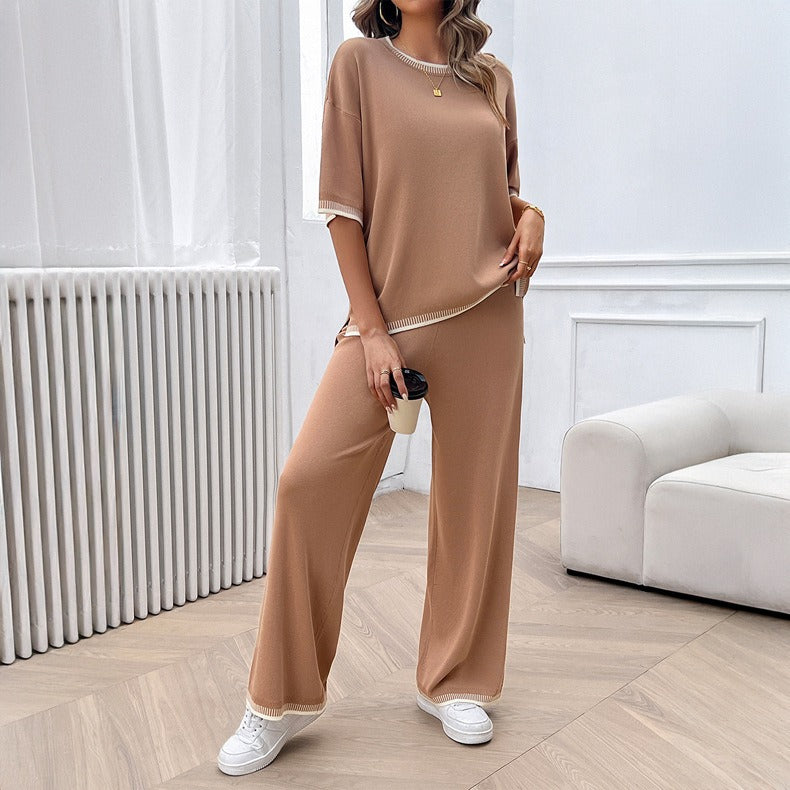 Europäischer und amerikanischer Damen-Frühlings- und Sommer-Casual-Temperament-Pullover- und Hosen-Set