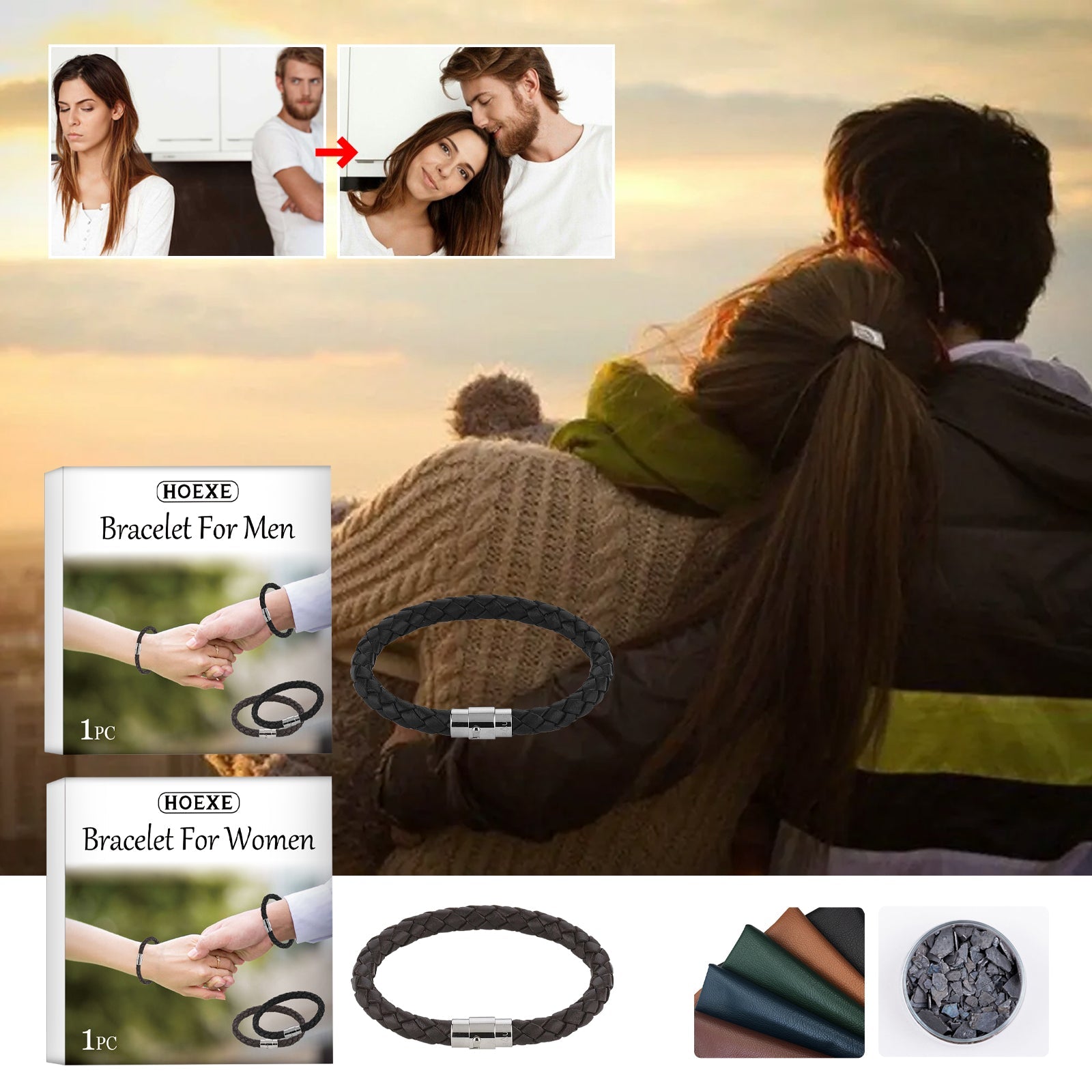 Paar-Armband, PU-Lederseil geflochtenes Armband für Männer und Frauen im schlichten Stil, Persönlichkeit, Modeaccessoires