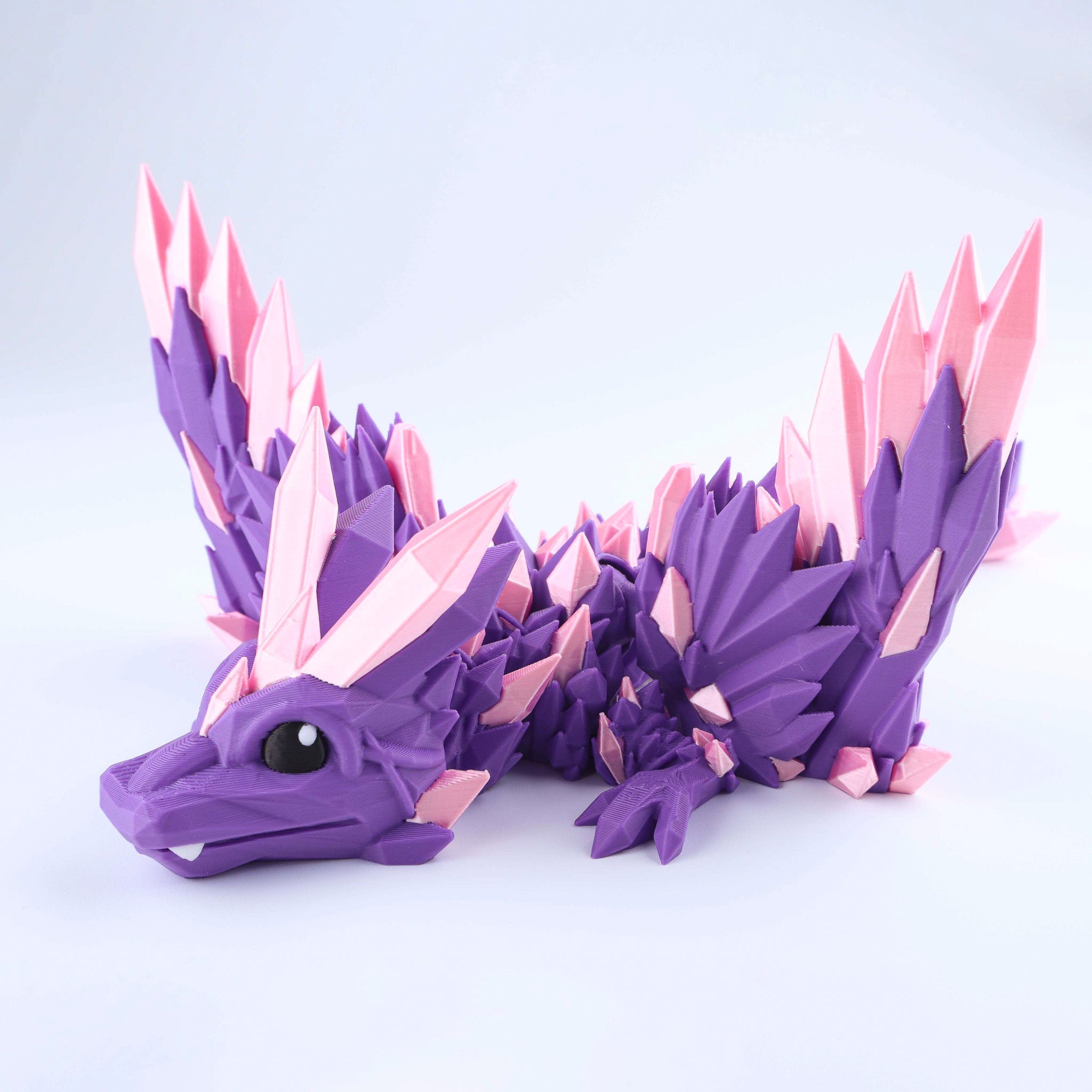 Jouet anti-stress dragonnet aux ailes en cristal imprimé en 3D – Jouet de bureau articulé fantastique, idéal comme cadeau