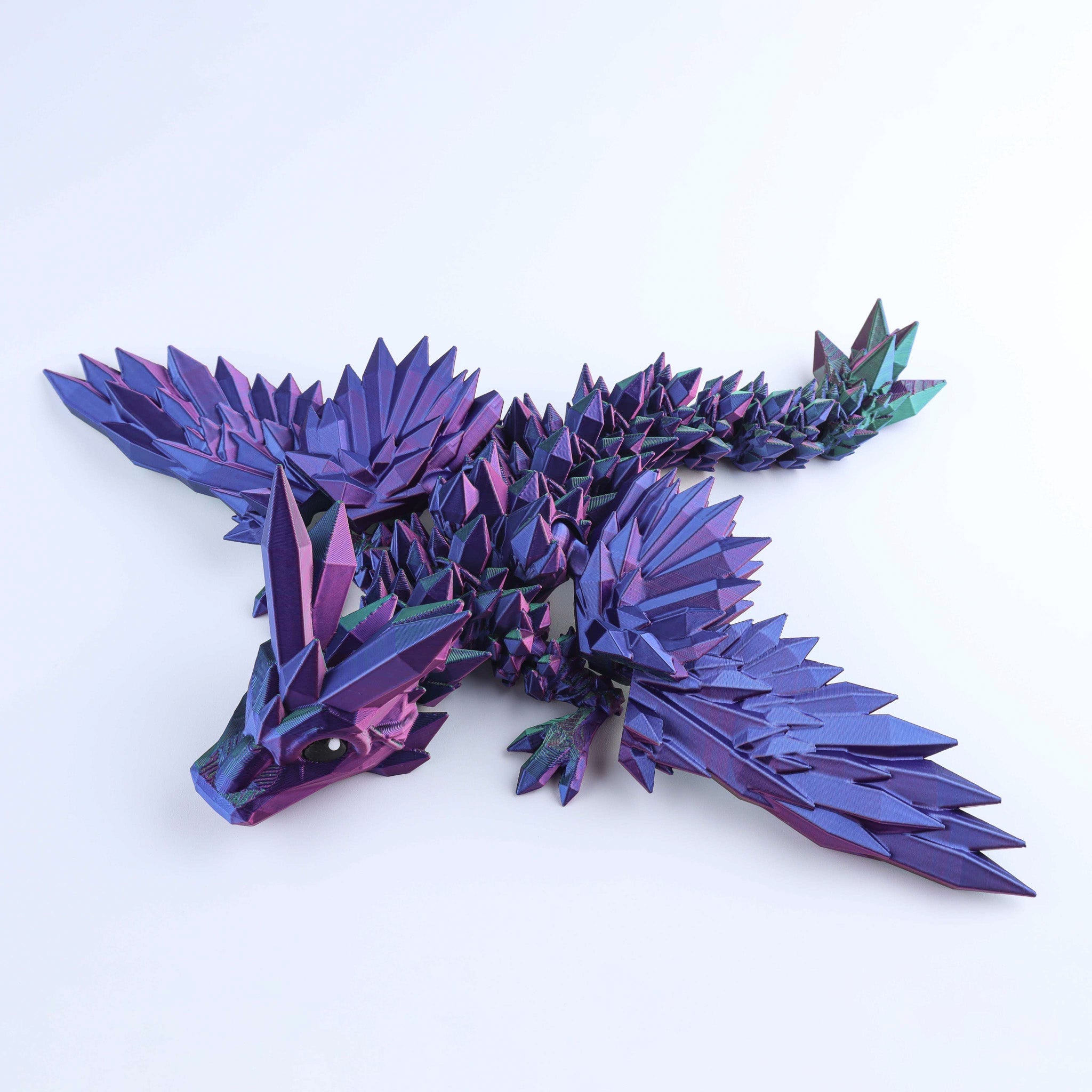 Jouet anti-stress dragonnet aux ailes en cristal imprimé en 3D – Jouet de bureau articulé fantastique, idéal comme cadeau