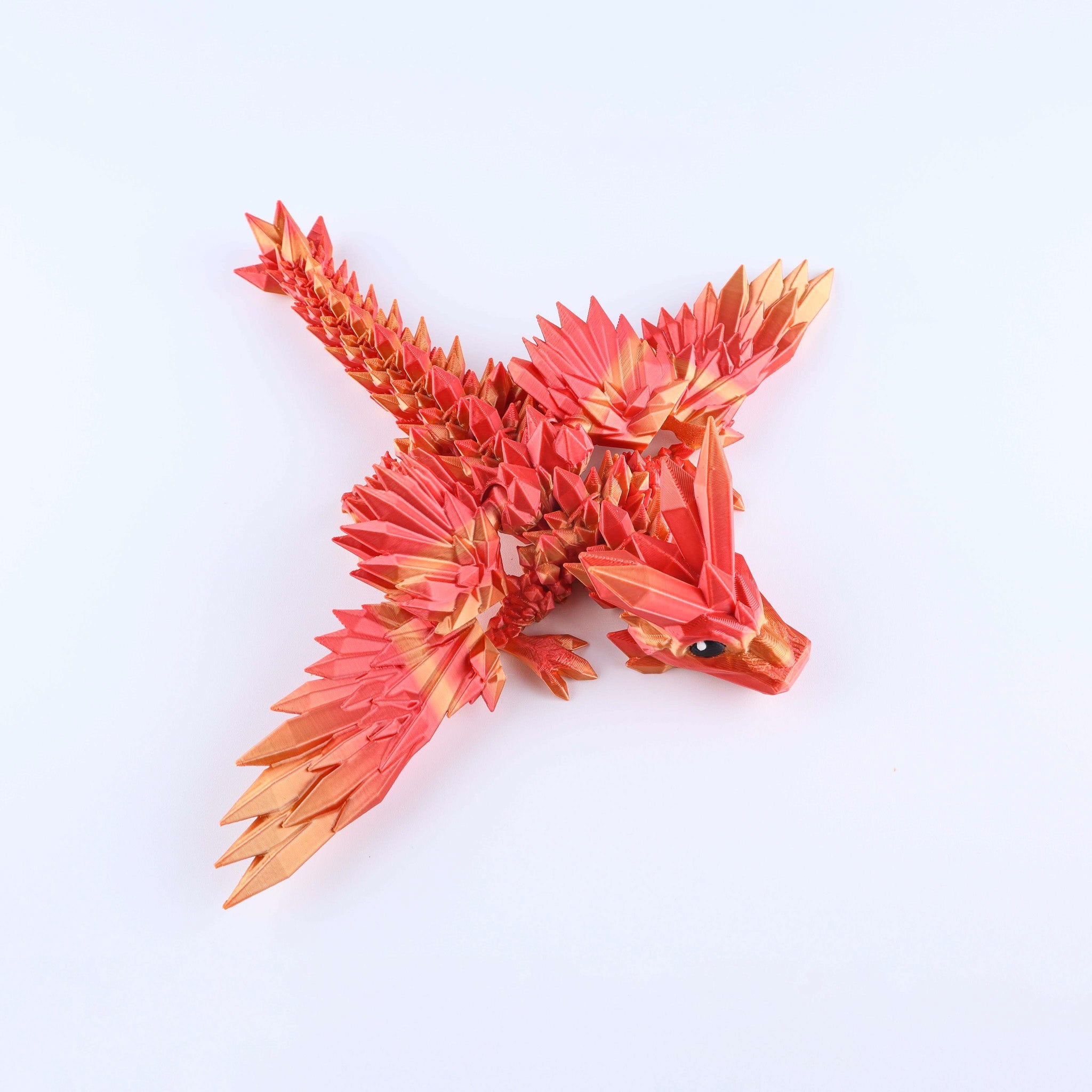 Jouet anti-stress dragonnet aux ailes en cristal imprimé en 3D – Jouet de bureau articulé fantastique, idéal comme cadeau