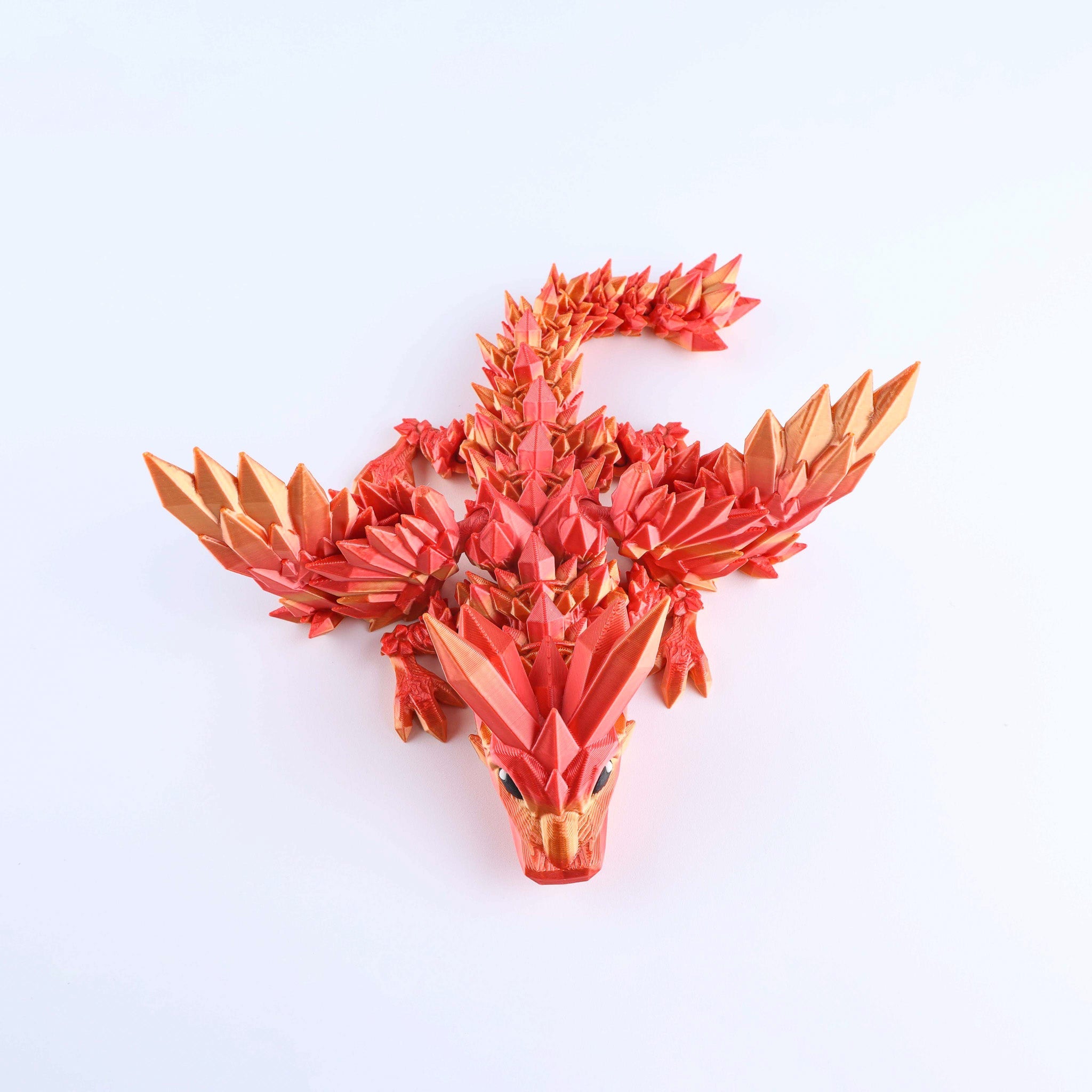 Jouet anti-stress dragonnet aux ailes en cristal imprimé en 3D – Jouet de bureau articulé fantastique, idéal comme cadeau