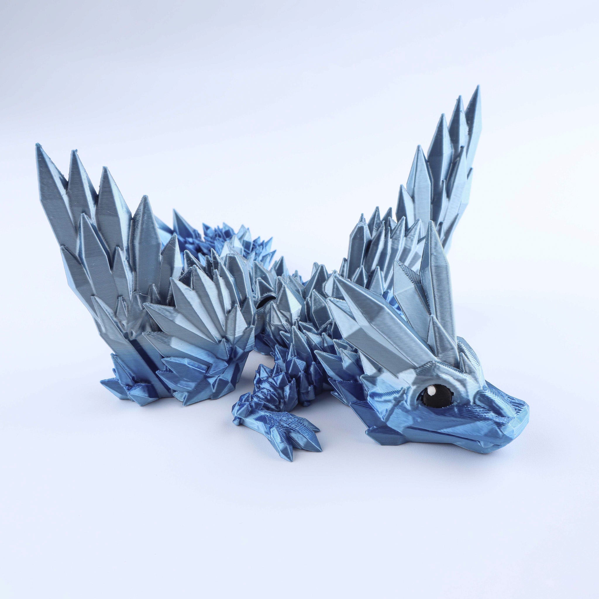 Jouet anti-stress dragonnet aux ailes en cristal imprimé en 3D – Jouet de bureau articulé fantastique, idéal comme cadeau