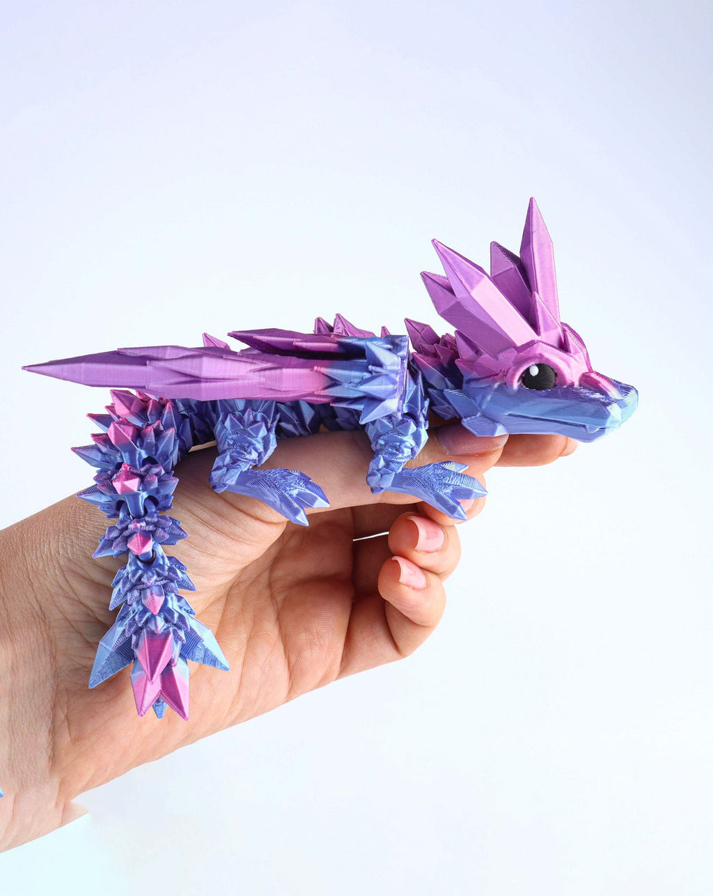 Jouet anti-stress dragonnet aux ailes en cristal imprimé en 3D – Jouet de bureau articulé fantastique, idéal comme cadeau