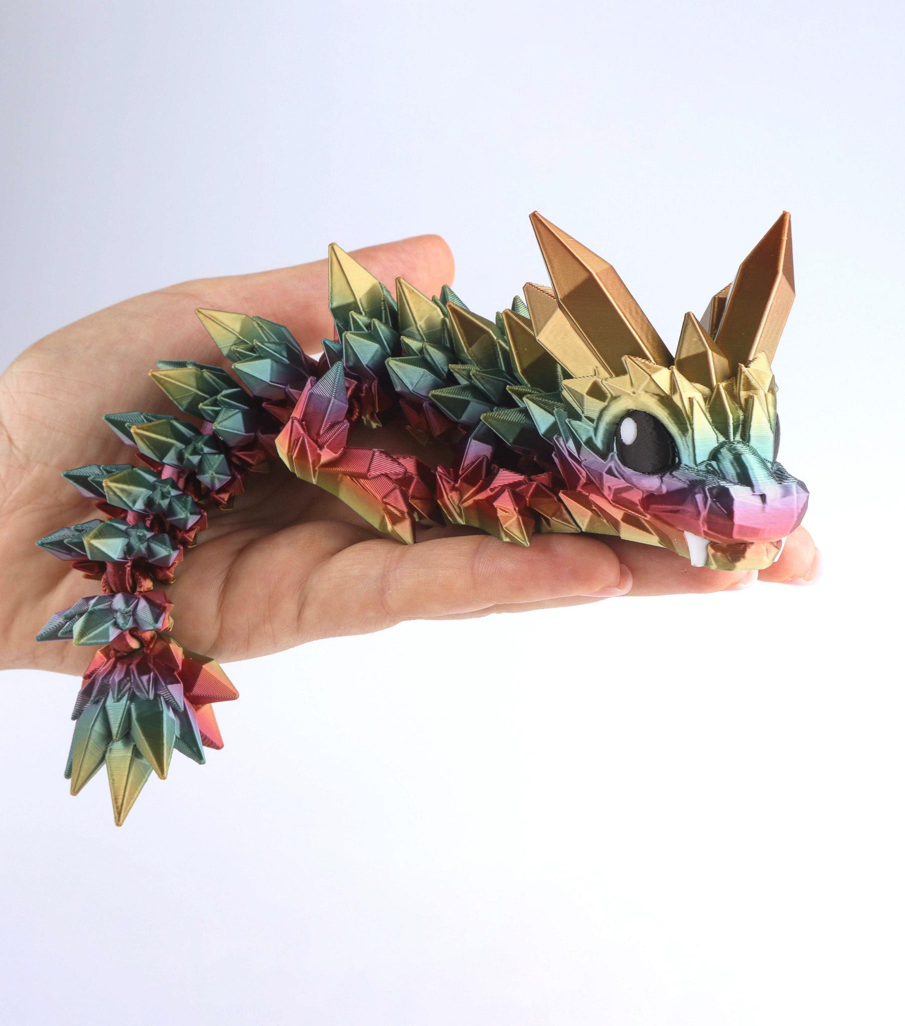 Dragon bébé en cristal imprimé en 3D - Jouet de bureau articulé fantastique - Cadeau