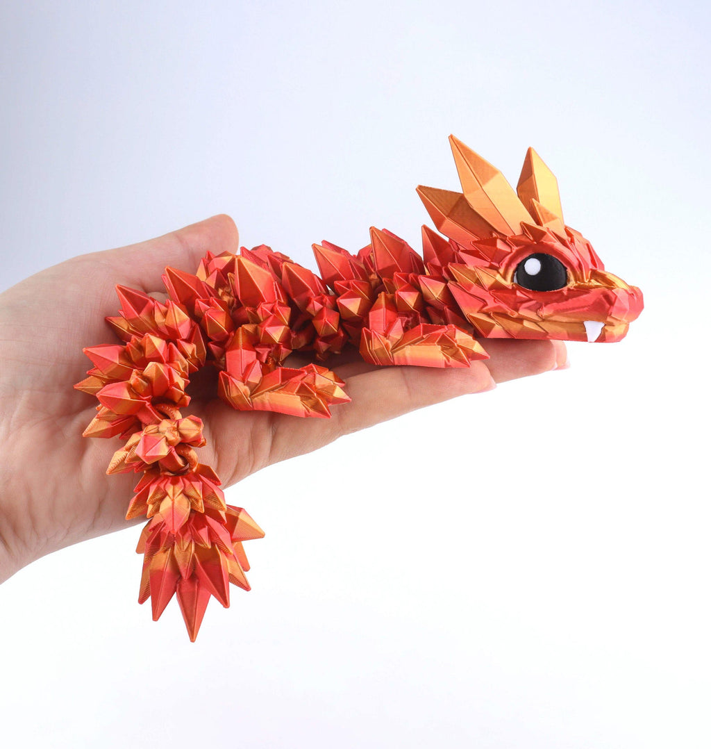 Dragon bébé en cristal imprimé en 3D - Jouet de bureau articulé fantastique - Cadeau