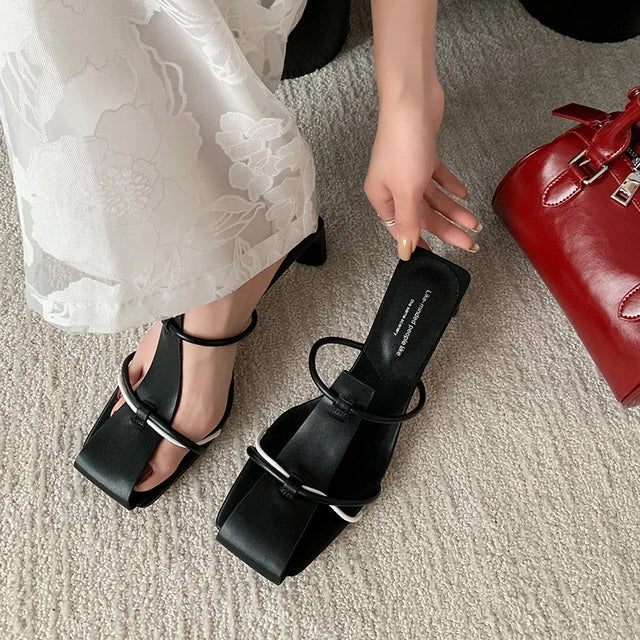 Nouvelles pantoufles d'été pour femmes, mules à talons hauts, sandales, chaussures décontractées pour femmes, chaussures de gladiateur Zapatos De Mujer pour dames